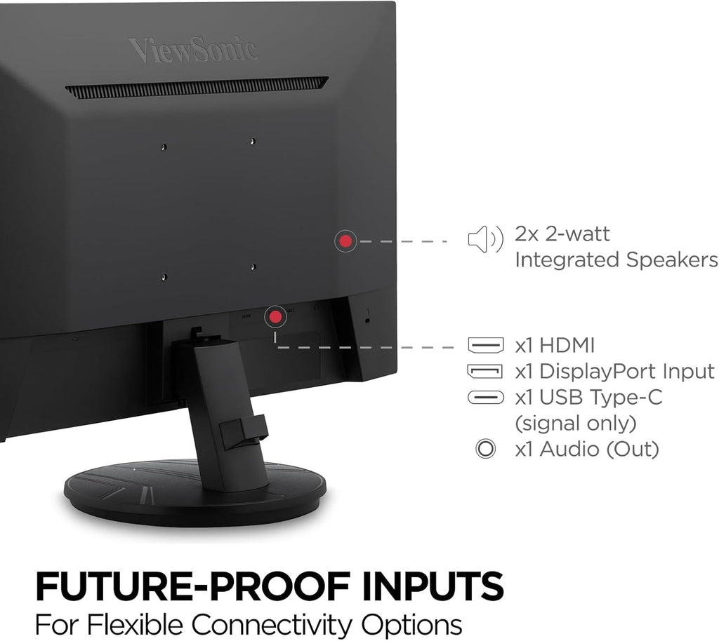 ViewSonic VX2416A 24 Inch 1080p Gaming Monitor, IPS Display with 120Hz and 1ms for Smooth Home Entertainment, Eye Care Technology, DisplayPort, USB-C, and HDMI Inputs