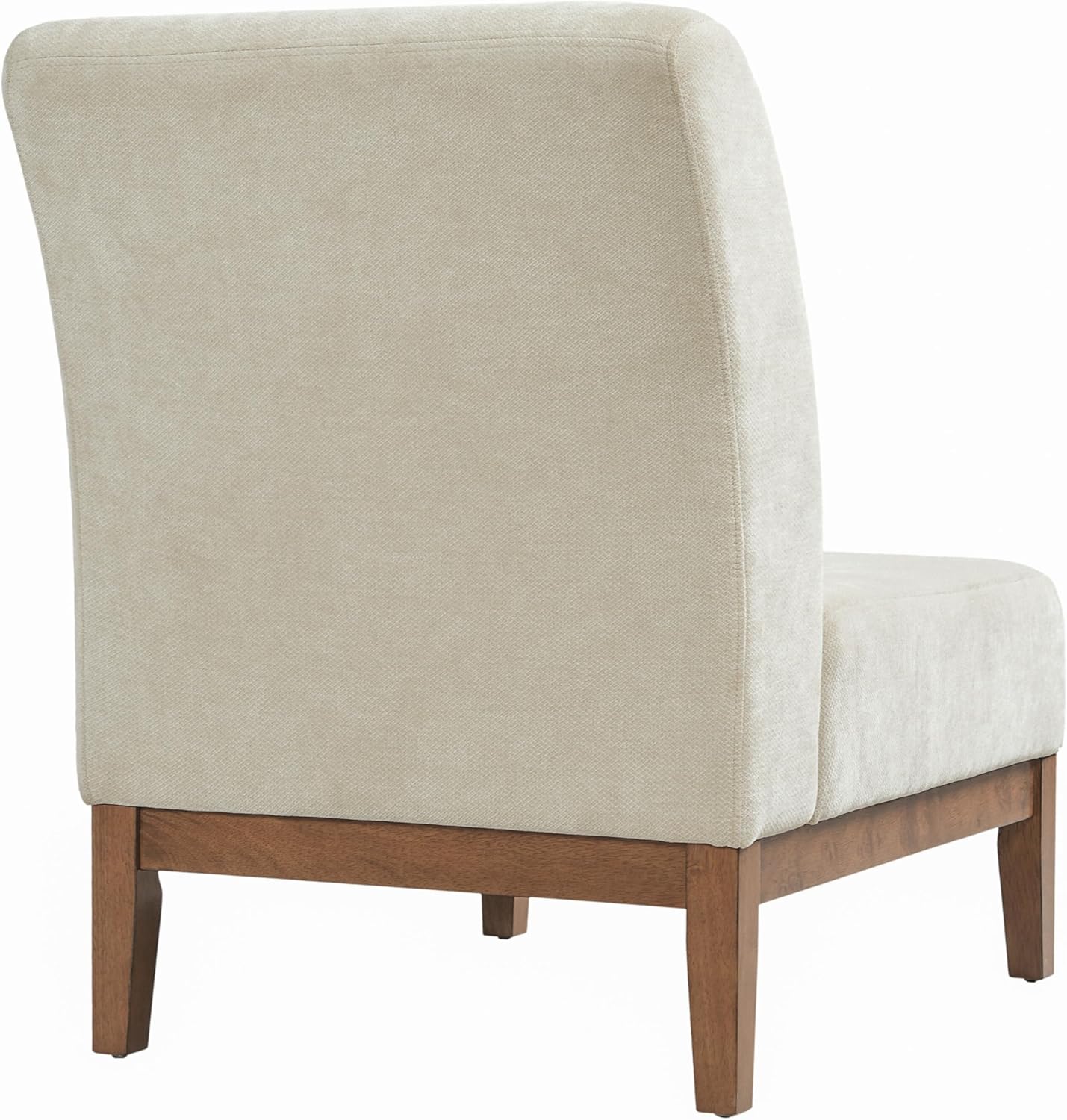 Christopher Knight Home Lynnex Modern Accent Chair for Living Room, Fabric Upholstered Single Lounge Sofa Chair with Wooden Frame, Comfy Reading Chair for Bedroom, Lounge Armless Chair, Beige+Walnut