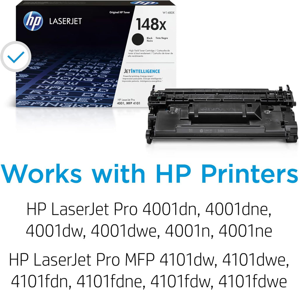 HP Original 148X Black LaserJet Toner Cartridge | This Cartridge Works LaserJet Pro 4001, MFP 4101 | W1480X