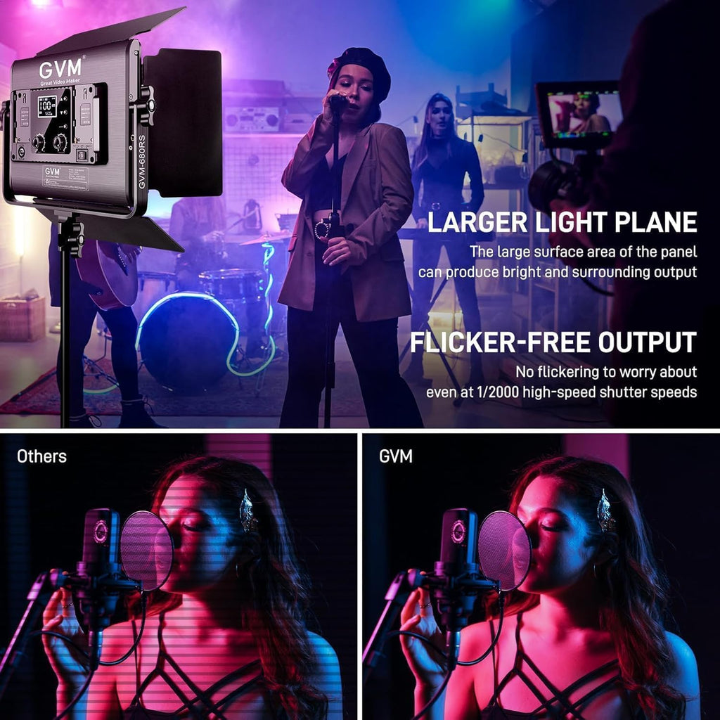 GVM RGB LED Video Light Kit, Dimmable Photography Lighting with APP Control, 680RS 50W 3 Packs Led Panel Light for YouTube Studio, Video Shooting, Gaming, Streaming, Zoom, Broadcasting, Conference