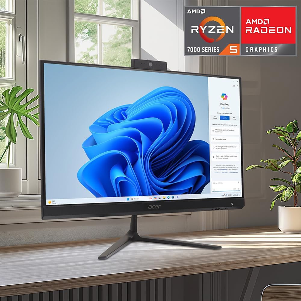 acer Aspire C24 AIO Desktop | 23.8" Full HD IPS 120Hz Display | AMD Ryzen 5 7430U Hexa-Core Processor | AMD Radeon Graphics | 16GB DDR4 | 512GB SSD | Wi-Fi 6E | USB Keyboard & Mouse | C24-2G-UR15