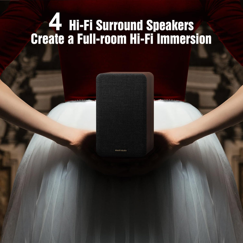 True 5.1.4 Hi-Fi Surround Sound System with Dolby Atmos, 900W Home Theater Sound Bar for Smart TV, Center Channel Speaker with 4 Surrounds, 25Hz Subwoofer, Hi-Fi Grade Crossover, Soundbar eARC, BT 5.4