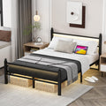Jenmit Full Size Bed Frame with Charging Station & LED Lights, Metal Platform Bed Frame with Headboard and Footboard, Storage Space Under Bed, No Box Spring Needed, Noise Free, Easy Assembly, Black