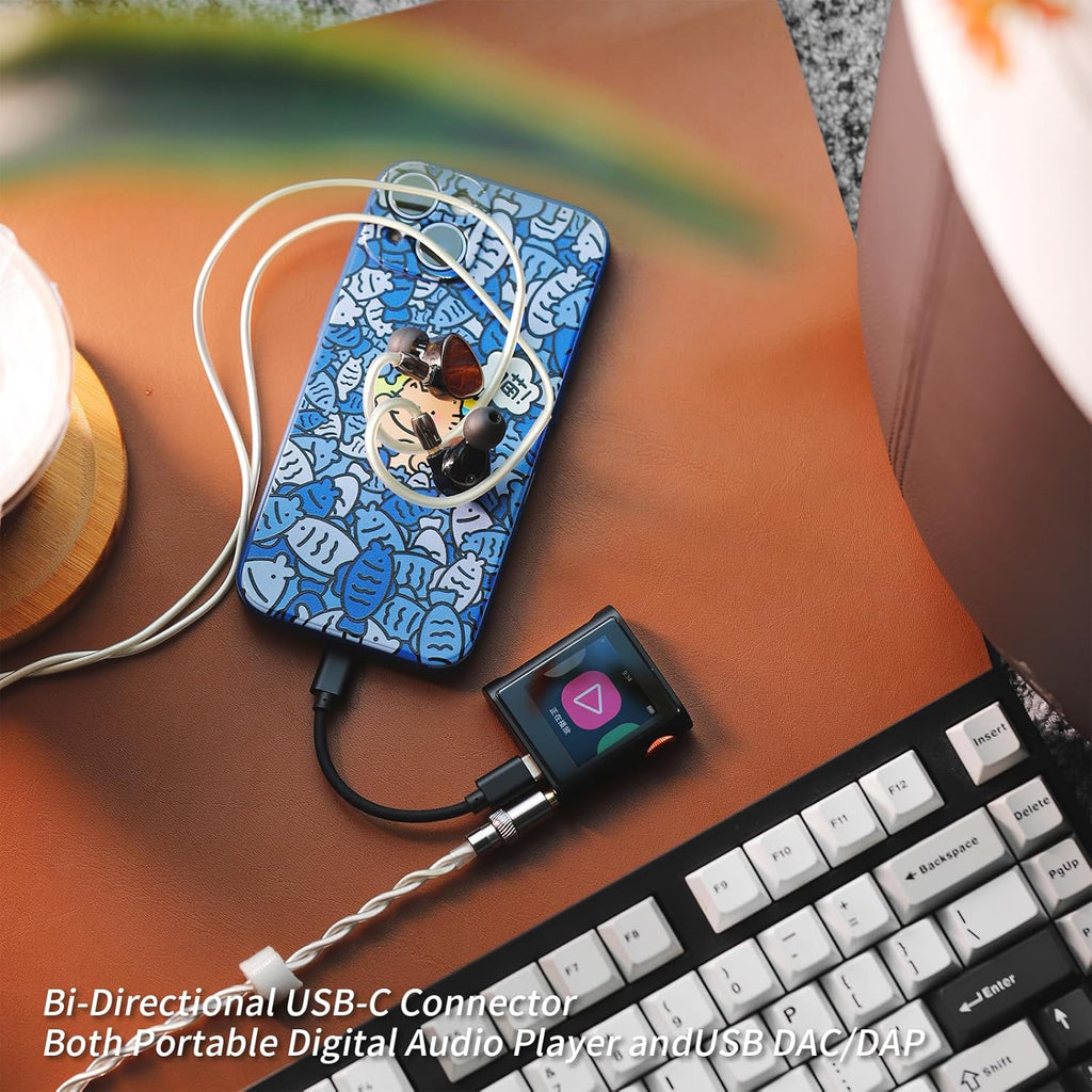 SHANLING M0 Pura HiFi Music Player,Hi-Res MP3 Player,DAC/AMP,2X CS43131 DAC,Bluetooth 5.0,APP Control,LDAC/SBC/AAC,3.5mm/Type-C Jack,Support USB Audio 384kHz /32bit,250mW@32Ω,MTouch OS (M0 Pura BK)