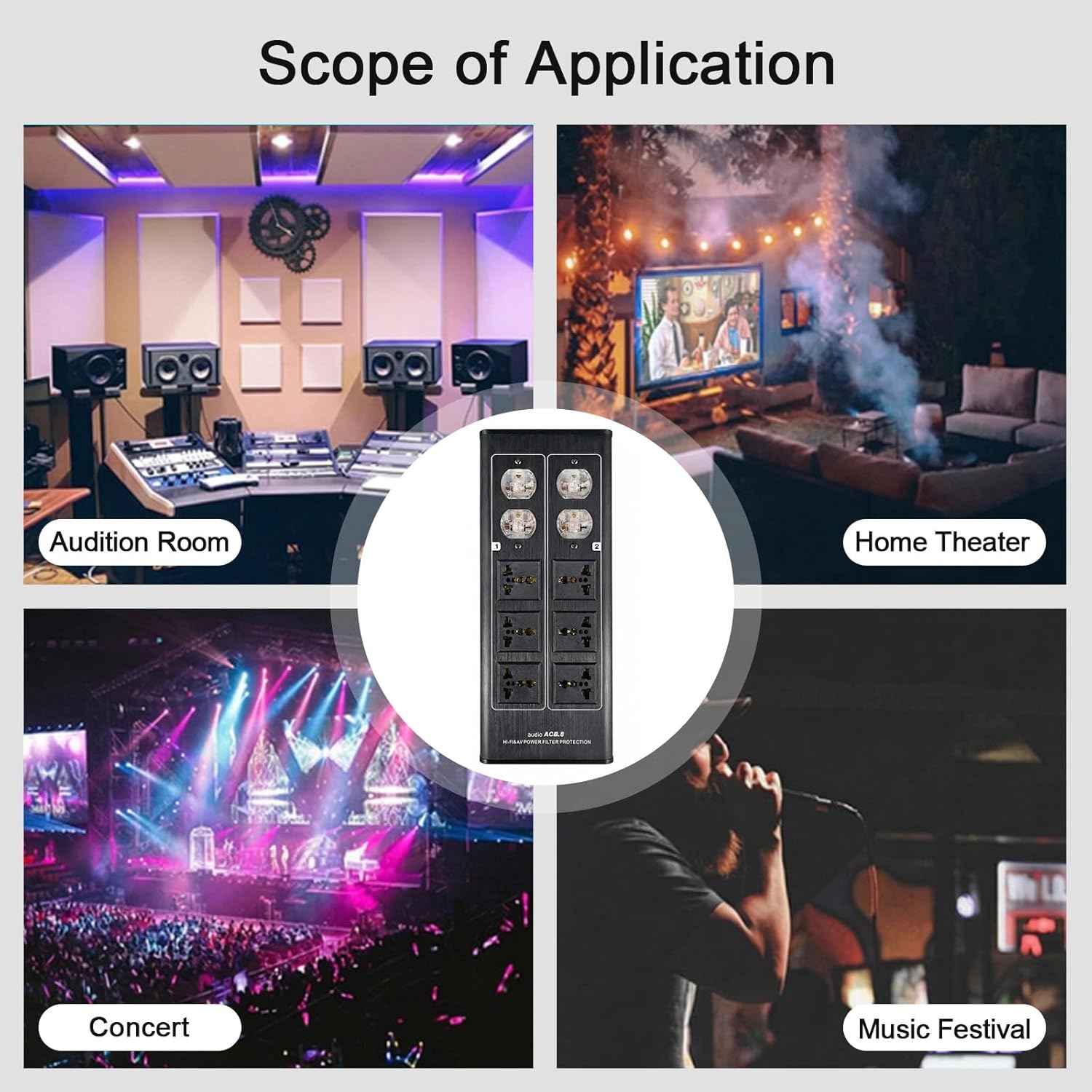 3000W 15A 100-240V AC8.8 Advanced Audio Power Purifier Filter AC Power Socket Video Noise Eliminator/Line Conditioner/Whole Entertainment System Protection