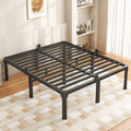 ROIL 14 Inch Full Size Bed Frame with Mattress Slide Stopper - Double Black Basic Anti Squeak Steel Slats Metal Platform, Heavy Duty Noise Free Easy Assembly Bedframes, No Box Spring Needed