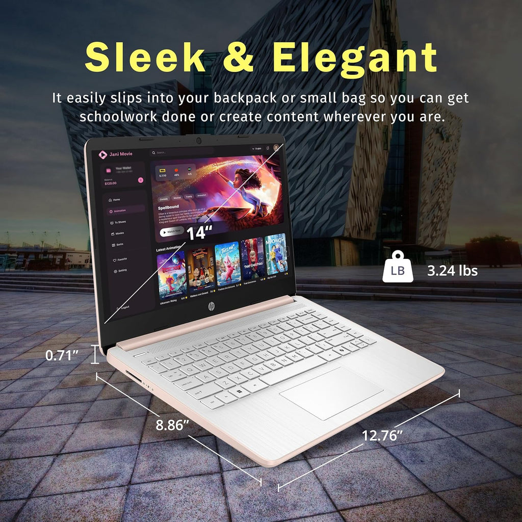 HP Stream 14" HD BrightView Laptop, Intel Celeron N150, 16GB RAM, 288GB Storage (128GB UFS + 160GB Docking Station Set), Intel UHD Graphics, 720p Webcam, Wi-Fi, 1 Year Office 365, Win 11 S, Gold