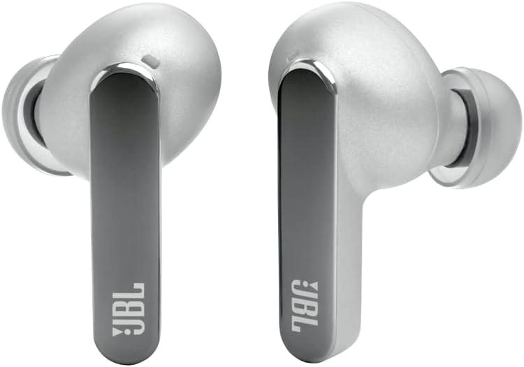 JBL Live Pro 2 - True Wireless Noise Cancelling Earbuds, up to 40 Hours of Playback with Wireless Charging, 6 mics for Perfect Calls, Touch & Voice Control, IPX5 Water Resistant (Silver)
