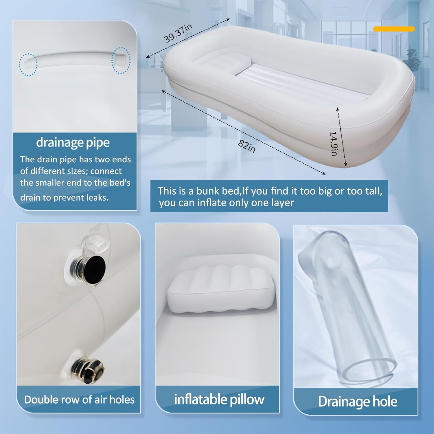 Medical Inflatable Bathtub,Inflatable Bed Bath,Medical PVC Bedside Shower Bathtub Kit,Bed Baths for the Disabled,Suitable for Disabled People, Elderly Pregnant Women, Etc