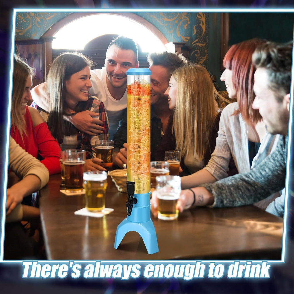 Domensi 6 Pcs Mimosa Tower Dispenser Mimosa Tower with Ice Tube and Bottomless Beer Margarita Beverage Drink Tabletop Liquor Dispenser for Bar Party(3L,Blue)