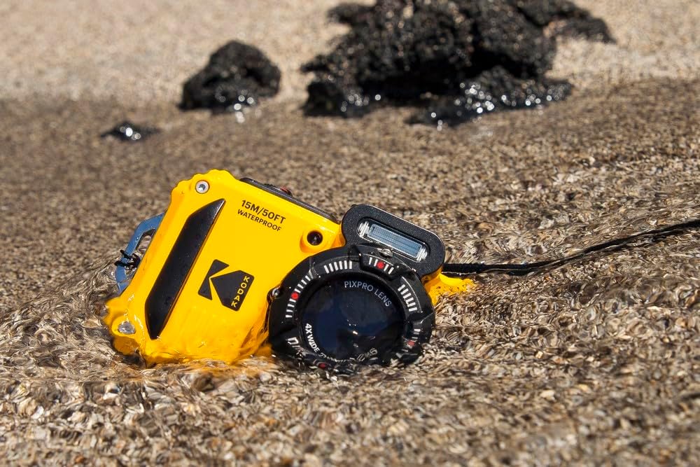 KODAK PIXPRO WPZ2 Waterproof Digital Camera, 16MP with 4X Optical Zoom, Shockproof, Dustproof, 1080p Video, Wi-Fi, Yellow
