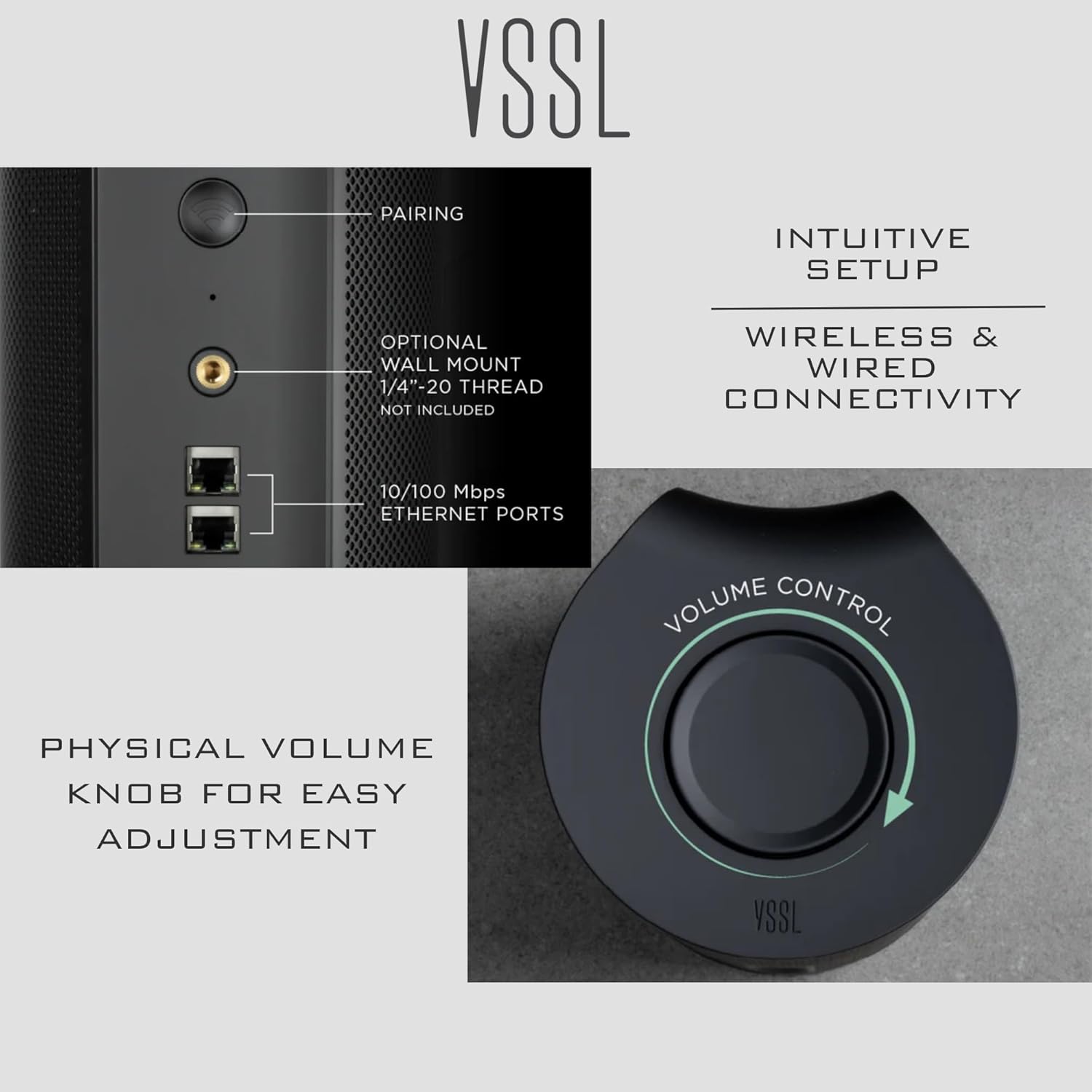 VSSL SX Wireless Smart Speaker with AirPlay 2, Google Cast & Spotify Connect | Powered WiFi Home Audio Speaker | Dolby Digital Certified | BMR Full-Range Driver with Down-Firing Woofer