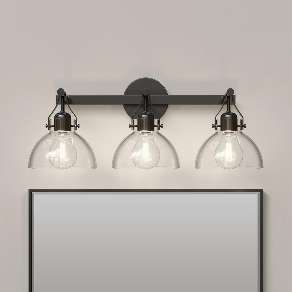 ML Lighting | 24103-MB | Indoor 3 Light Vanity in Matte Black with Clear Glass Shade | Elegant and Versatile Design for Any Bathroom