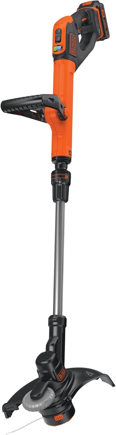 BLACK+DECKER 20V MAX 12 Inch Weed Eater Cordless String Trimmer and Wheeled Edger Lawn Tool with Spool, 2.5Ah Battery and Charger Included, Lightweight, 2 Speed PowerDrive (LST522)