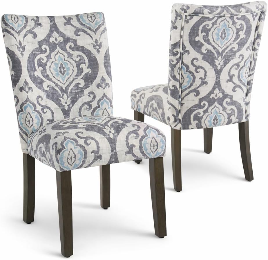 HomePop Parsons Classic Upholstered Accent Dining Chair, Set of 2, Suri Blue