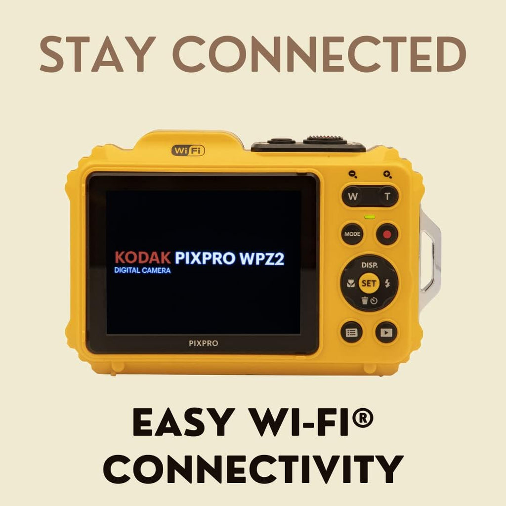 Kodak PIXPRO WPZ2 Rugged Waterproof 16MP Digital Camera with 4X Optical Zoom with Koah Nostrand Gadget Bag with Accessory Kit, 32GB UHS-I microSDHC, and Floating Strap Bundle (4 Items)