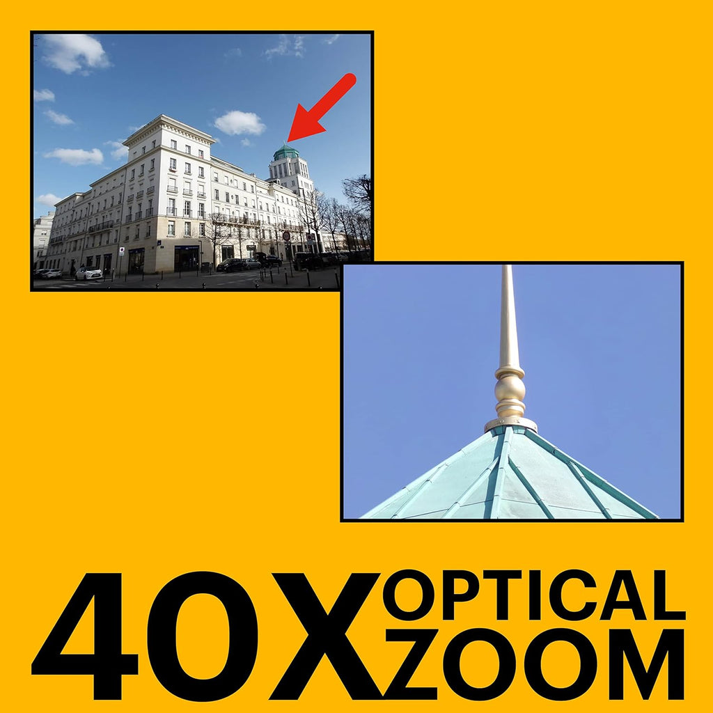 Kodak PIXPRO AZ405 Digital Camera, 40x Optical Zoom Bridge with 20MP Sensor, AA Batteries, OIS, 1080p Full HD Video, Black