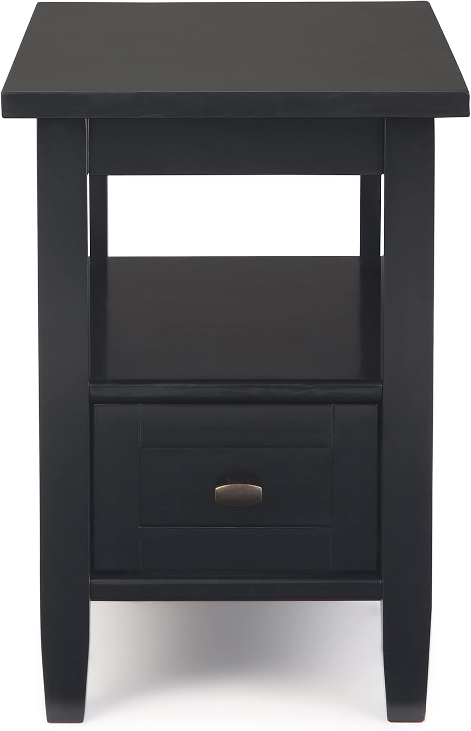 SIMPLIHOME Warm Shaker Solid Wood 14 inch Wide Transitional-Style Narrow Side Tables in Black for the Living Room and Bedroom (Set of 2)
