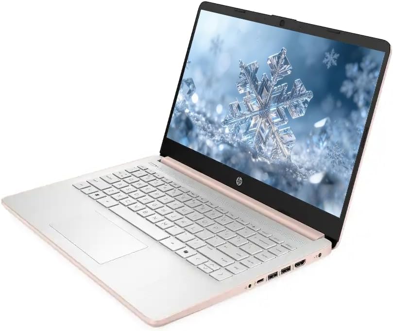 HP 14" Business Laptop, 1-Year Office 365 with Copilot AI, Dual-Core Intel Processor, Windows 11, PLUSERA 8-in-1 Hub Included, Rose Gold (Rose Gold, 8GB RAM | 576GB Storage)