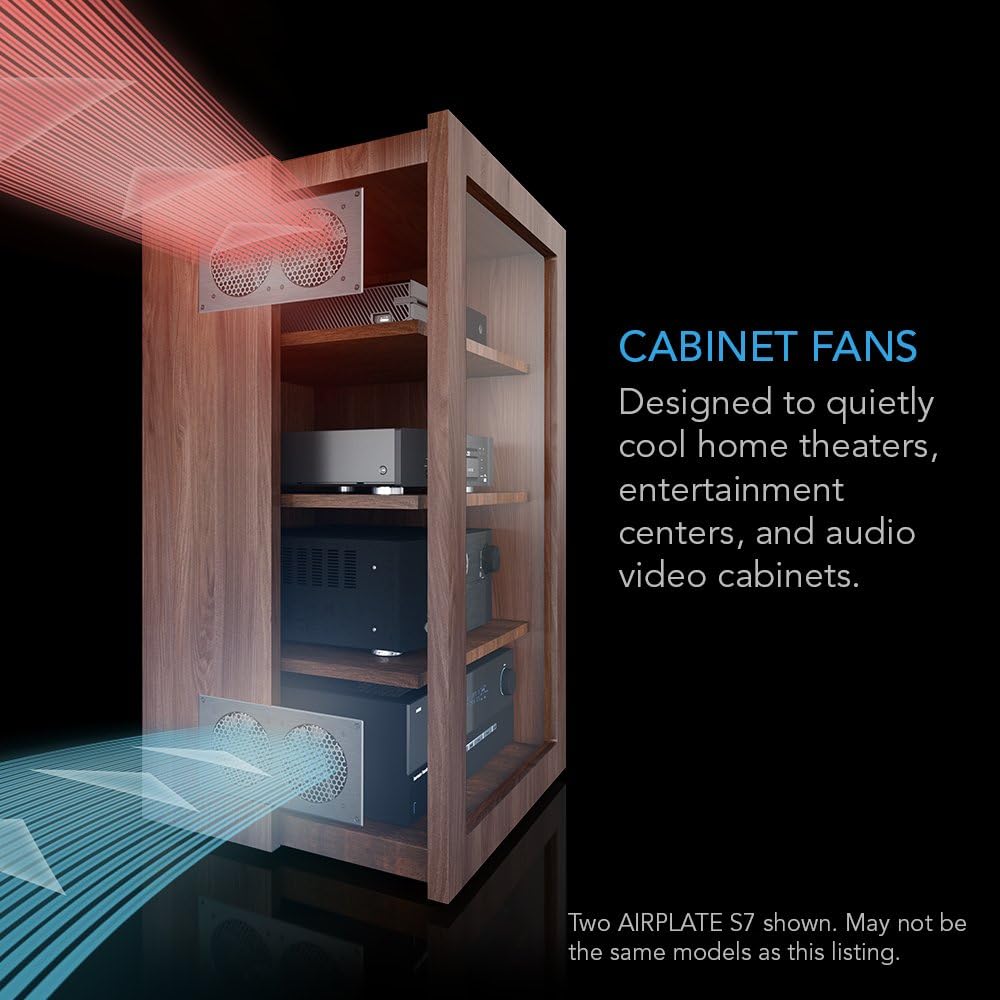 AC Infinity AIRPLATE S9, Quiet Cooling Fan System 18" with Speed Control, for Home Theater AV Cabinet Cooling (Pack of 2)