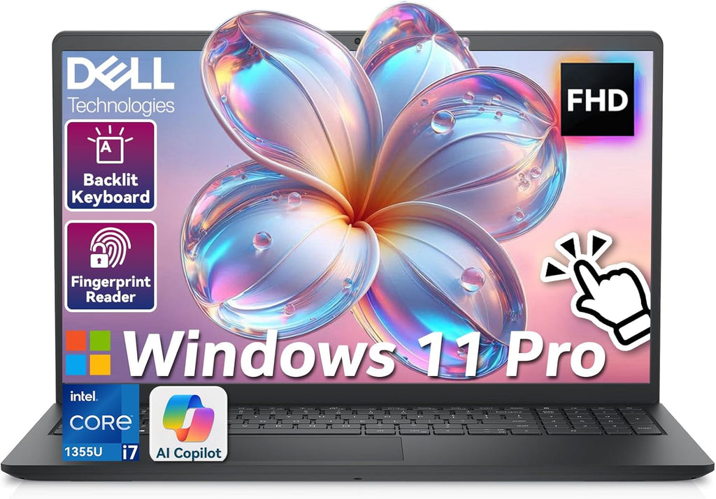 Dell 15 Business Touchscreen Laptop–Intel Core i7-1355U (10-Core), 16GB RAM, 1TB SSD Windows 11 Pro, Office 365 for the Web –15.6" FHD Touch, AI Copilot –2026 New Computer