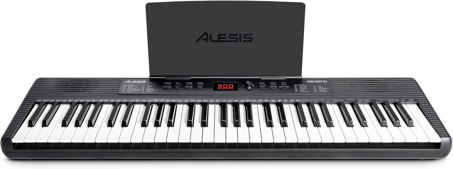 Alesis Melody 61 MK4 Keyboard Piano for Beginners with 61 Keys, Speakers, Stand, Bench, Headphones, Tablet/Sheet Music Stand, 300 Sounds and Music Lessons