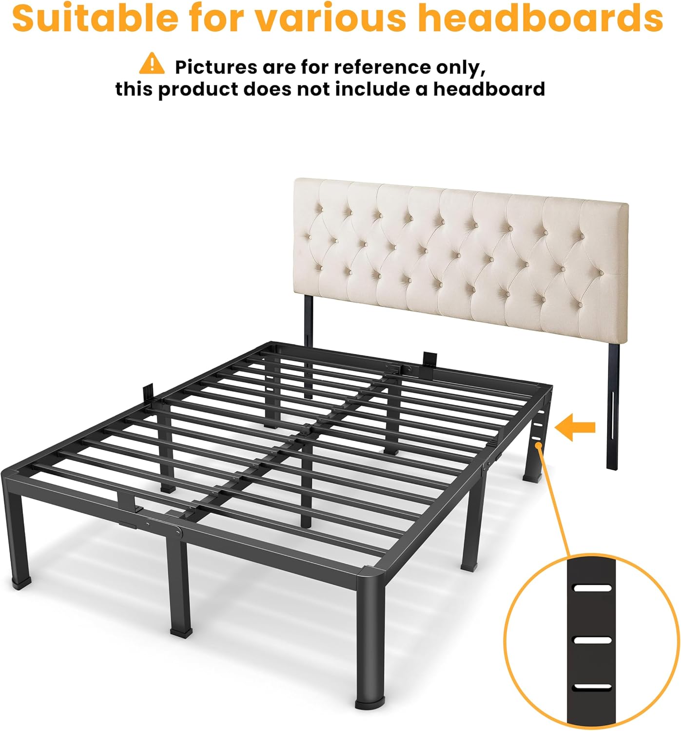Superay 18 Inch King Size Metal Platform Bed Frame with Round Corners, Storage Space Under High Bed Frame-Heavy Duty Steel Slats Support, Noise Free - Easy Assembly - No Box Spring Needed