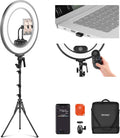 NEEWER 18 Inch Edge Lit Ring Light with Tripod Stand Phone Holder Compatible with iPhone for Video Recording Selfie Makeup Studio Streaming, 45W 2900-7000K APP 2.4G Control Ringlight Lighting, RL45B