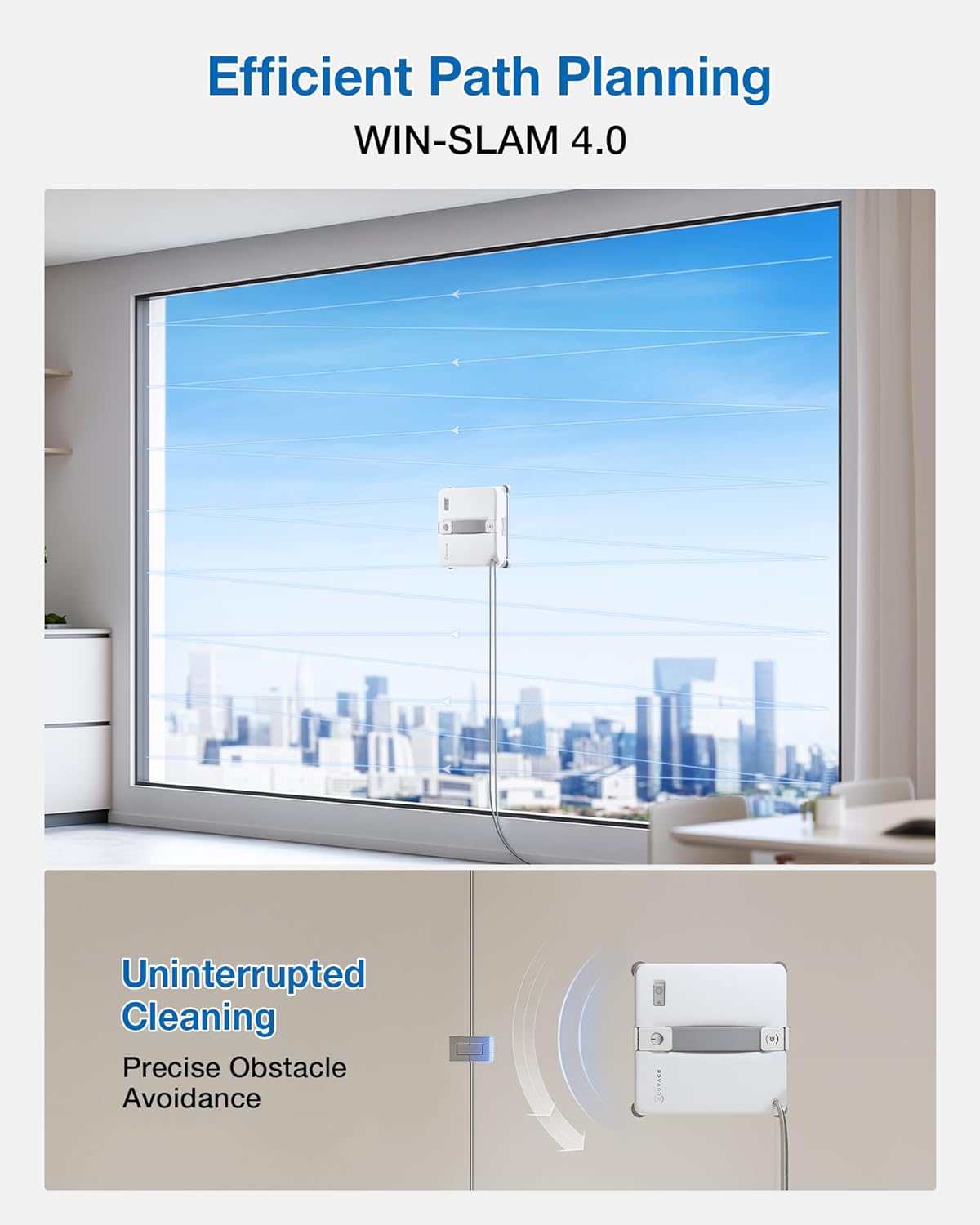 ECOVACS WINBOT MINI2 Window Cleaning Robot, Robot Window Cleaner with 5 Smart Cleaning Modes, Win-SLAM 4.0 Navigation, Automatic Glass Cleaner for Windows, Mirrors & Glass Doors