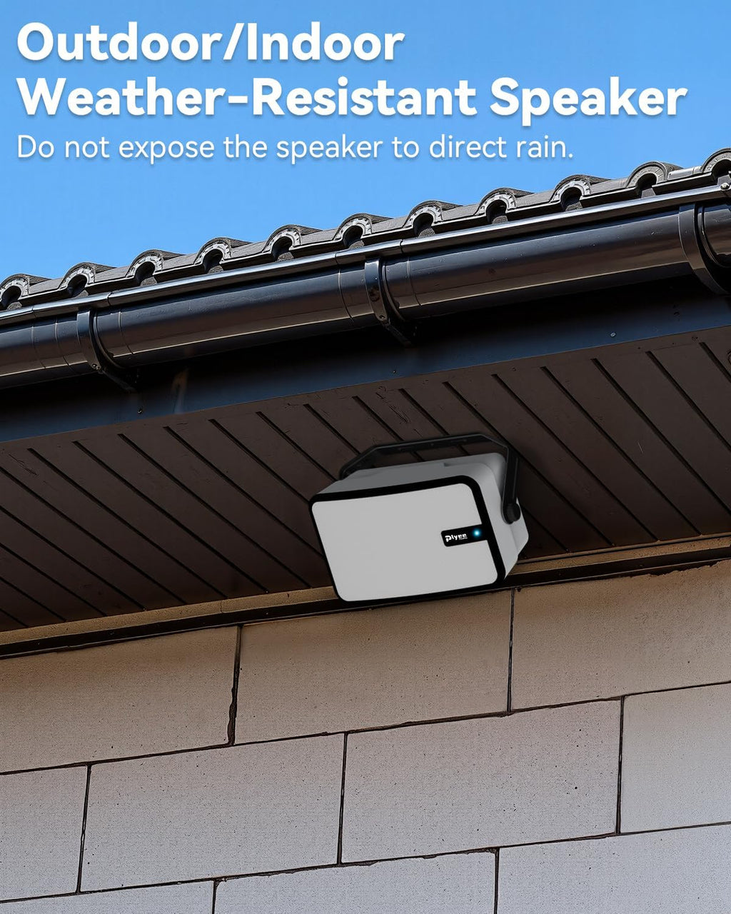 400W Outdoor Bluetooth Speakers, Wireless Sync Between Speakers, Powerful Bass, Wall Mount for Patio, Porch, Gazebo, Garage, 2-Pack, White(MZ-621)