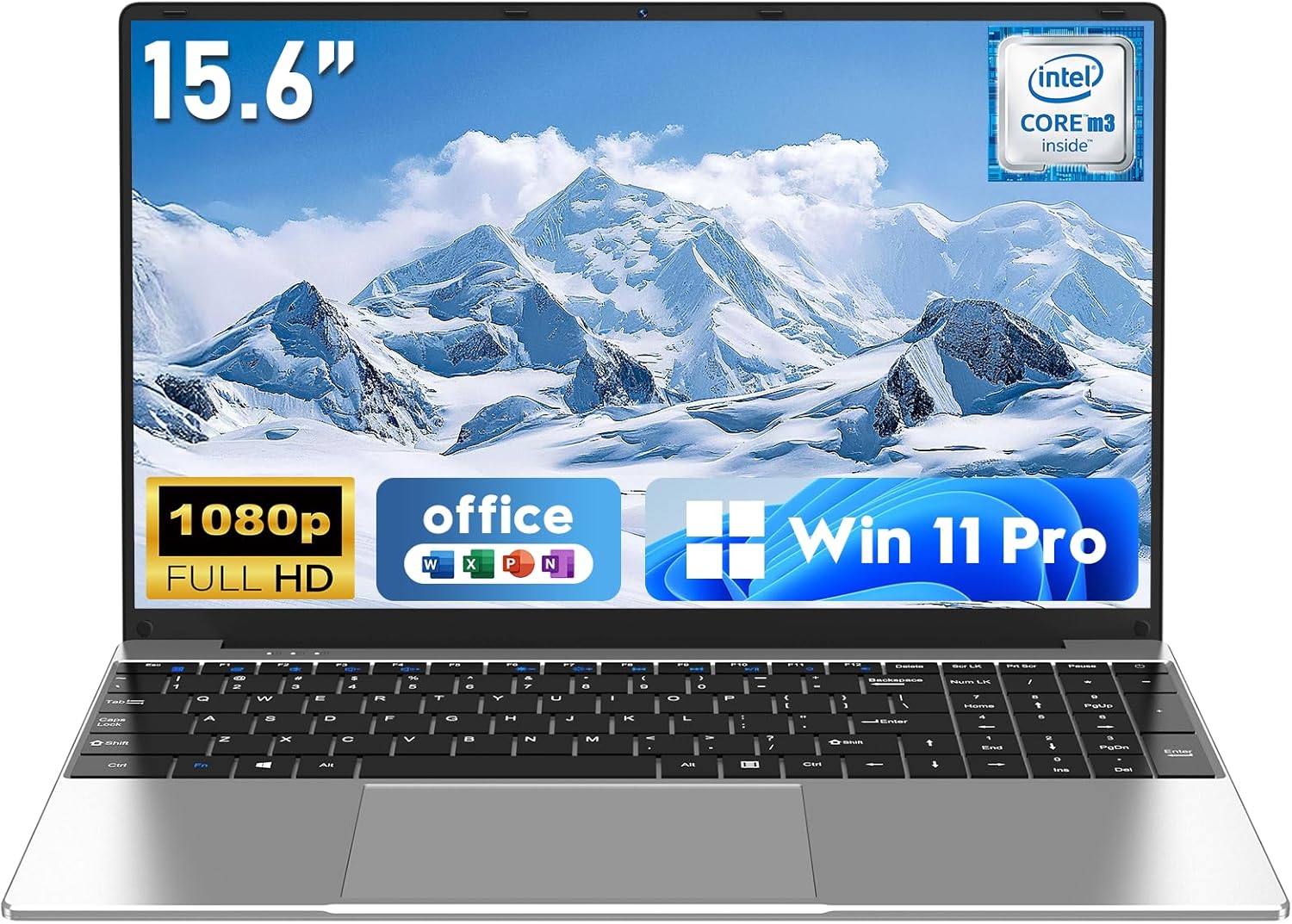 NAIKLULU Laptop Computer, Win 11 Pro Lap Top, 15.6 Inch Laptop PC 2026, 16GB RAM 256GB SSD, M3-6Y30 Processor, FHD Display 1920 * 1080P, WIFI5, BT4.2, 5000mAh Battery, for School Business Student