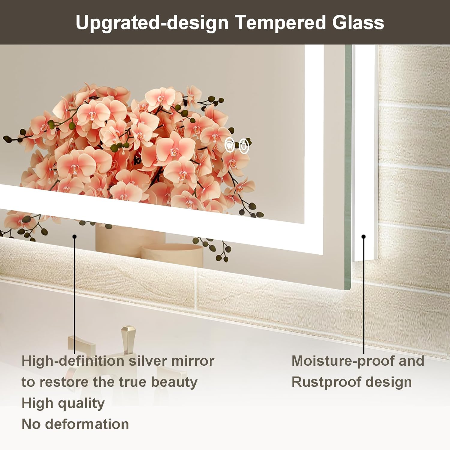 48x30 LED Bathroom Mirror with Lights, Brighter Backlit + Front Lit, Tempered Glass, Dimmable, Multiple Light Modes, Anti-Fog Lighted Bathroom Vanity Mirror for Wall, Memory Function