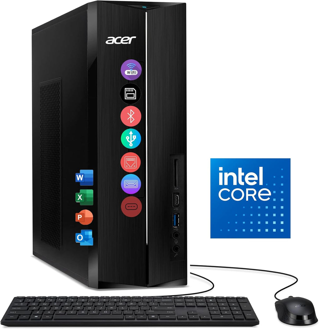 Acer 2026 Desktop Tower, Intel 14th Gen Ultra-Fast 10-Core i5 Processor, 16GB RAM, 1TB Storage HDD, Plus 512GB SSD, Wi-Fi 6, Support 4K Monitor, Wins 11, Wired KB & Mouse, Free Office 365 on The Web