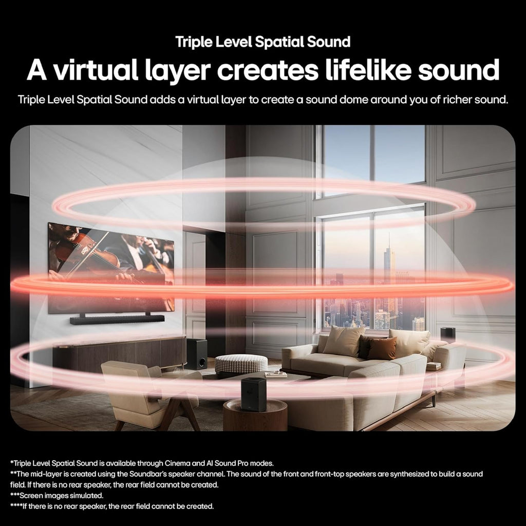 LG S70TY 3.1.1-Channel QNED TV Matching Soundbar, Dolby Atmos, Wow Orchestra, Rear Speaker Ready, Wireless Subwoofer