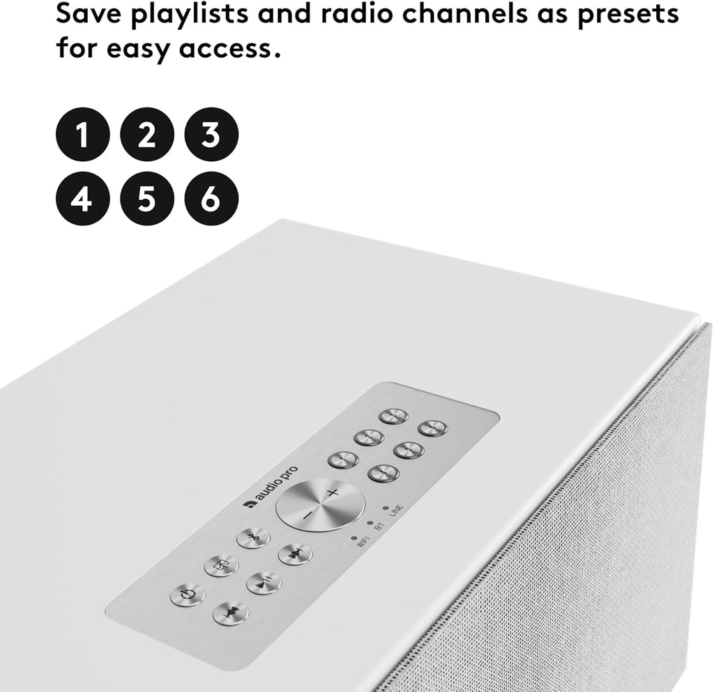 Audio Pro Addon Bluetooth Speaker - Wireless Speaker with High-Fidelity Sound - Outdoor Speakers, WiFi, AirPlay 2, Chromecast, Spotify Connect, C10 MKII, White
