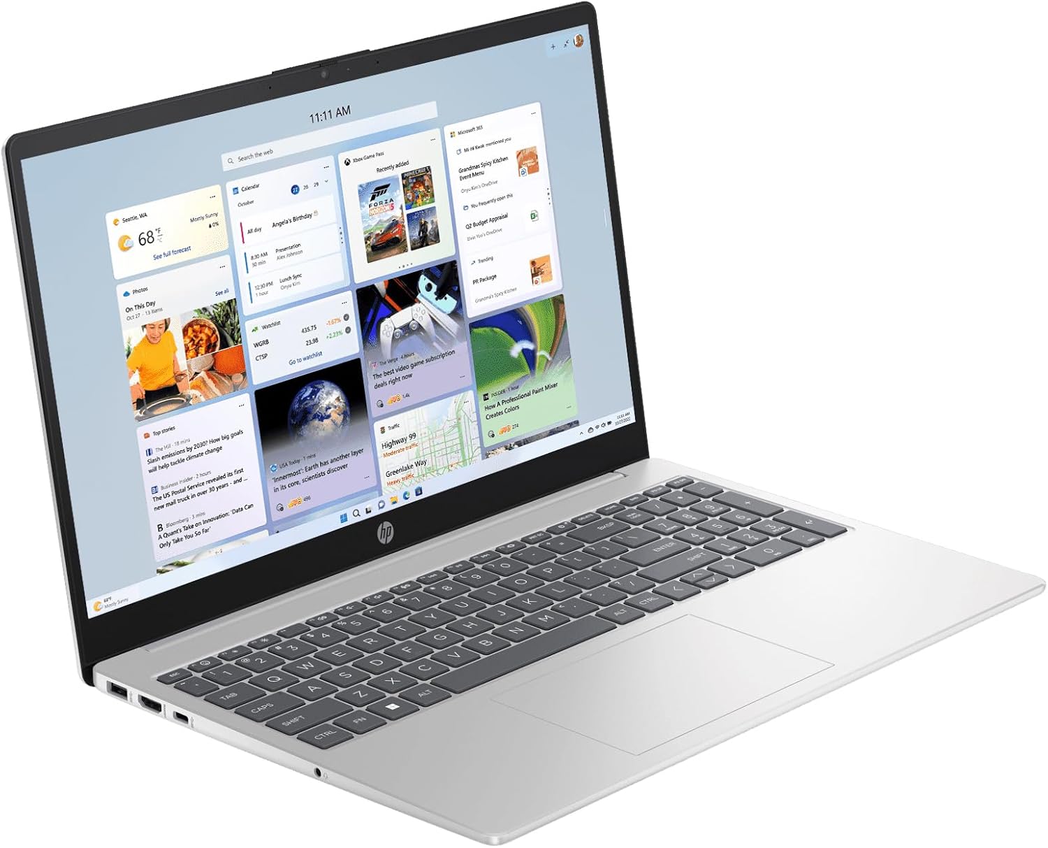 HP 15.6" FHD Laptop 2026 Notebook for Students & Remote Work, Intel N100, 32GB RAM, 1TB SSD, Lightweight, Long Battery Life, Wi-Fi 6, Office 365, Win 11 Home, Moonlight Silver, Type-C RJ45