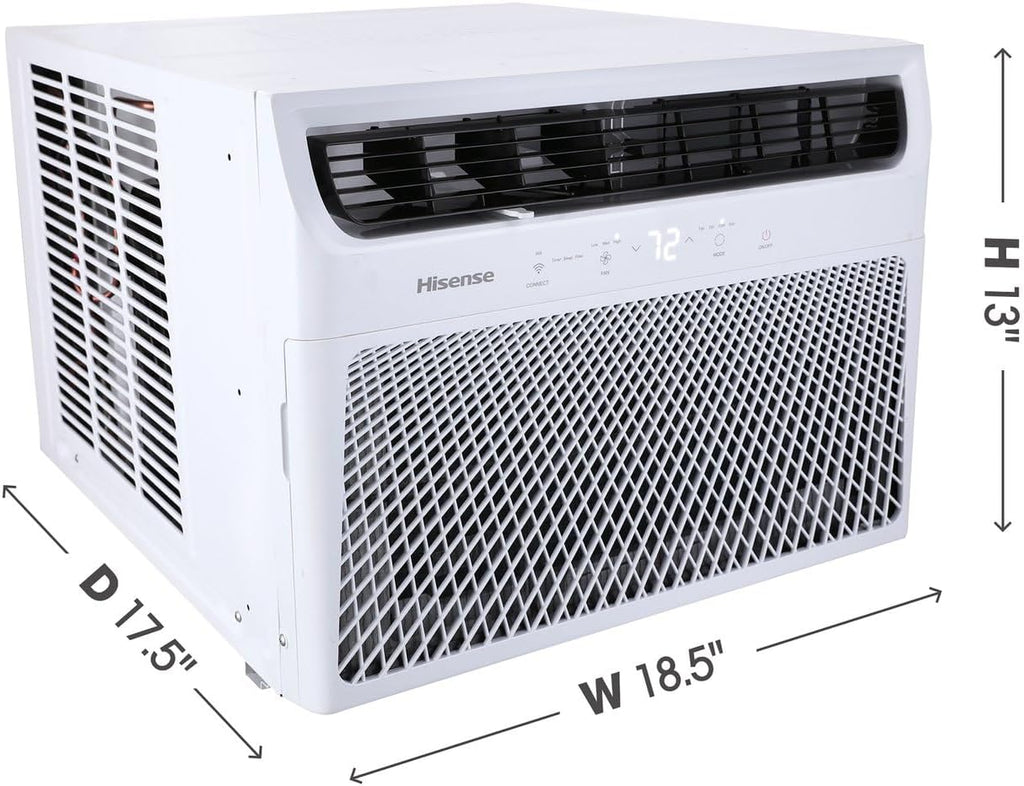 Hisense 10000 BTU Window Air Conditioner Unit, WiFi Smart App Control, Energy Efficient Quiet Cooling for Large Room, Living Bedroom Home, Mounted AC Remote Control 450 Sq. Ft.