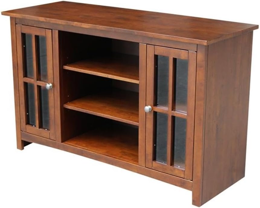 Solid Wood Entertainment / TV Stand with 2 Doors - 48", Espresso