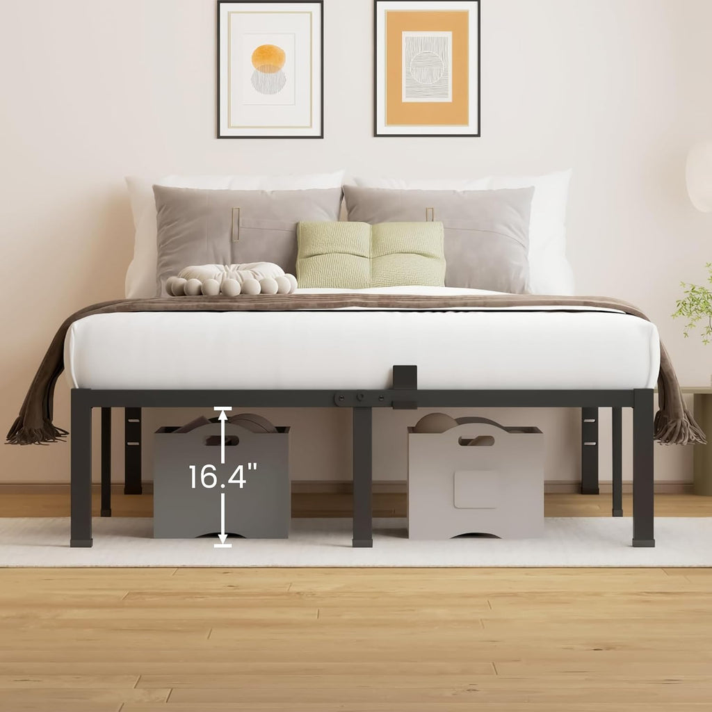 Superay 18 Inches Bed Frame Queen Size, Heavy Duty Metal Platform Bed Frame No Box Spring Needed, Easy Assembly, Noise Free Bedframes with Mattress Slide Stopper