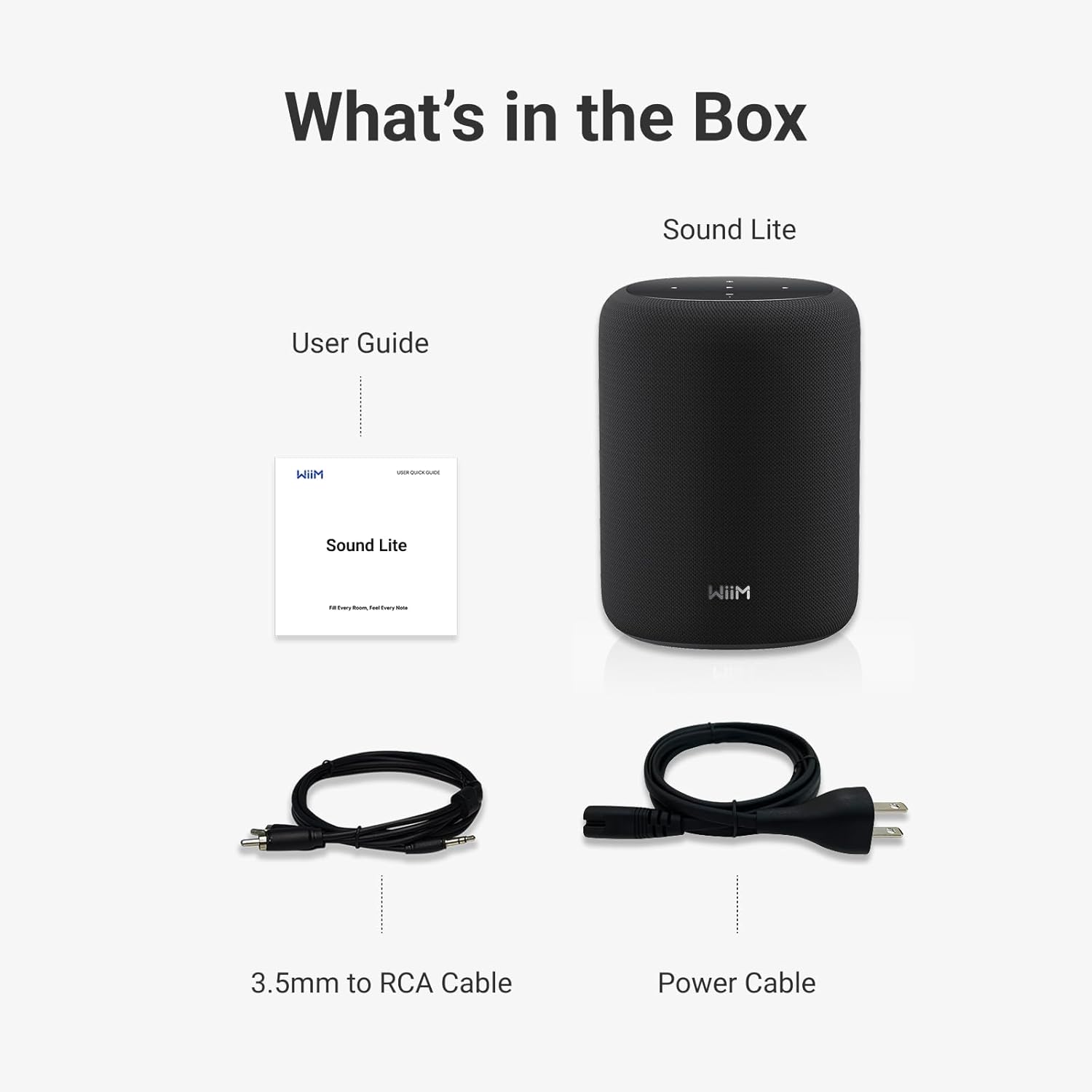 WiiM Sound Lite Smart Speaker, Hi‑Res 24‑bit/192 kHz, AI RoomFit™ Room Correction, 100W Peak, Wi‑Fi 6E/Bluetooth 5.3, Multi‑Room & Stereo Pairing, Black