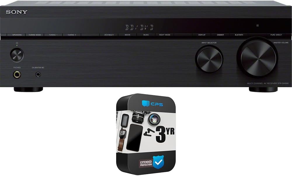 Sony STRDH590 5.2 Multi-Channel 4k HDR AV Receiver with Bluetooth (Renewed) Bundle with 3 YR CPS Enhanced Protection Pack