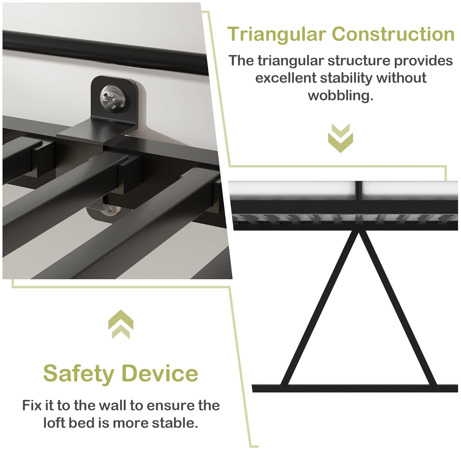 VECELO Metal Loft Bed Twin Size, Heavy Duty Bedframe with Removable Ladder and Safety Guardrail, Space-Saving, Noise Free, No Box Spring Needed, Matte Black
