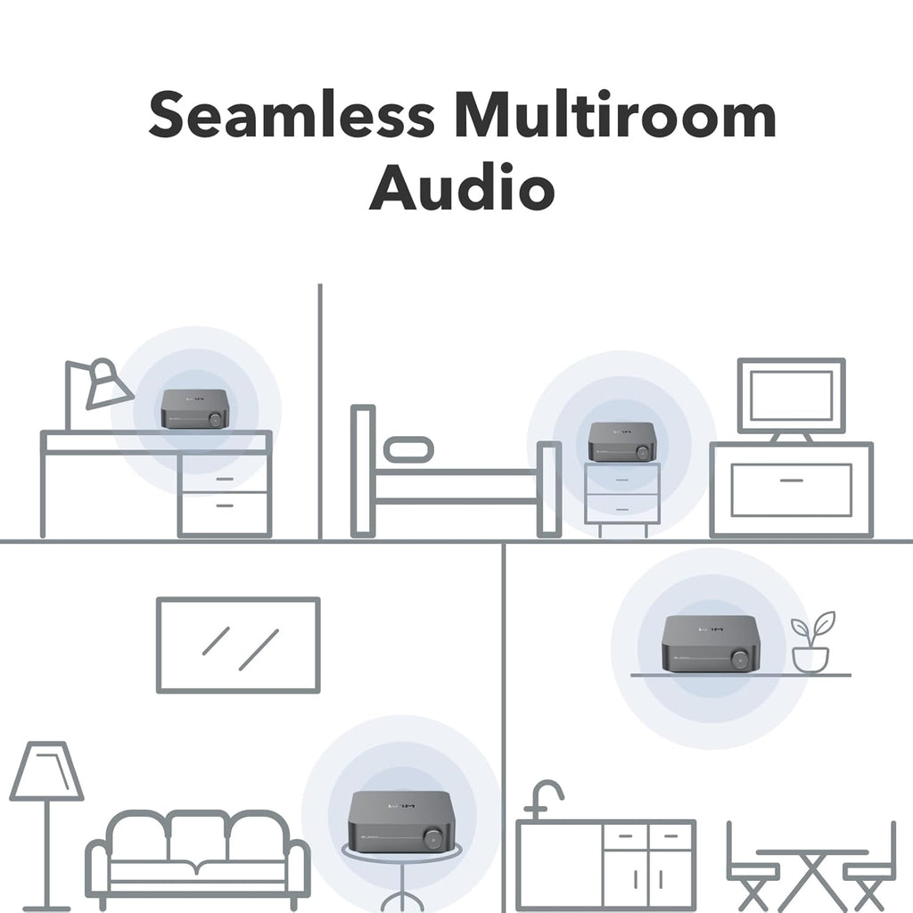 WiiM Amp Pro: Multiroom Streaming Amplifier | Compatible with Google Cast, Alexa | HDMI, Voice Control | Stream from Spotify, Amazon Music, Tidal & More - Dark Gray