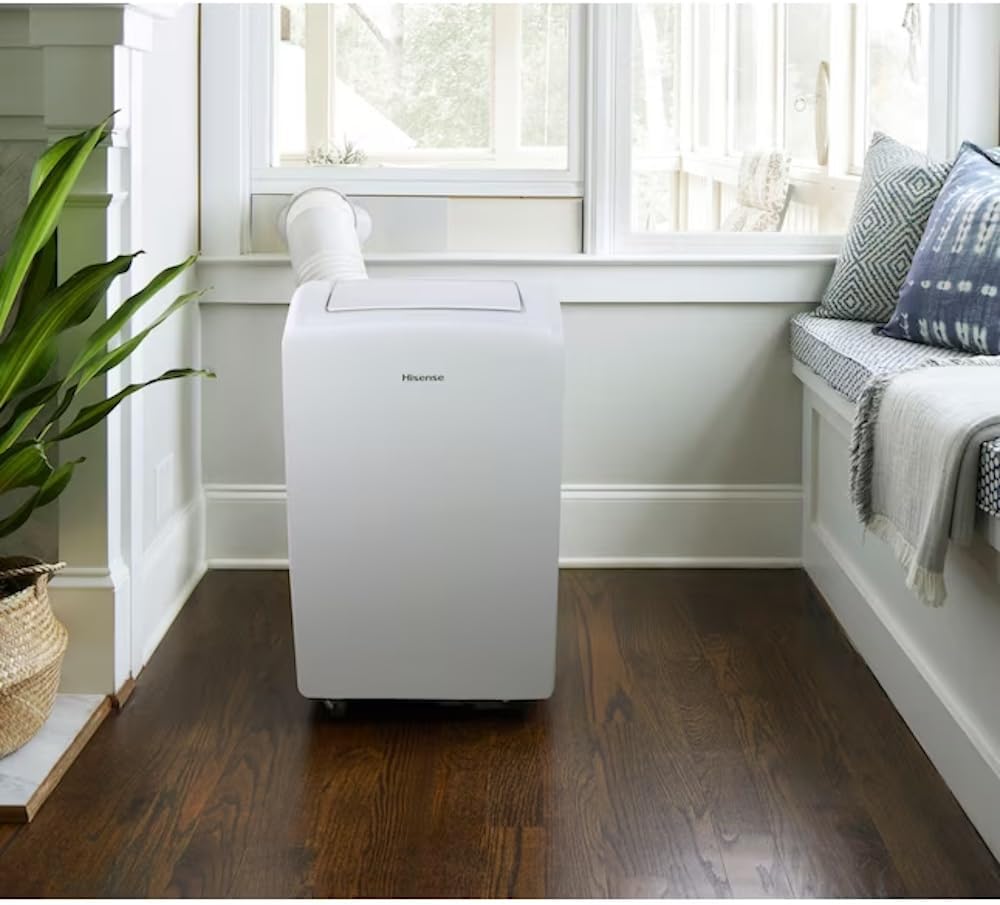 Hisense 7000-BTU DOE (115-Volt) White Vented Wi-Fi enabled Portable Air Conditioner 3 modes (Cooling, Fan, Dehumidifier), Remote, Noise level 49 dB, Cools 300-sq ft - AP0722CW1W (Renewed)