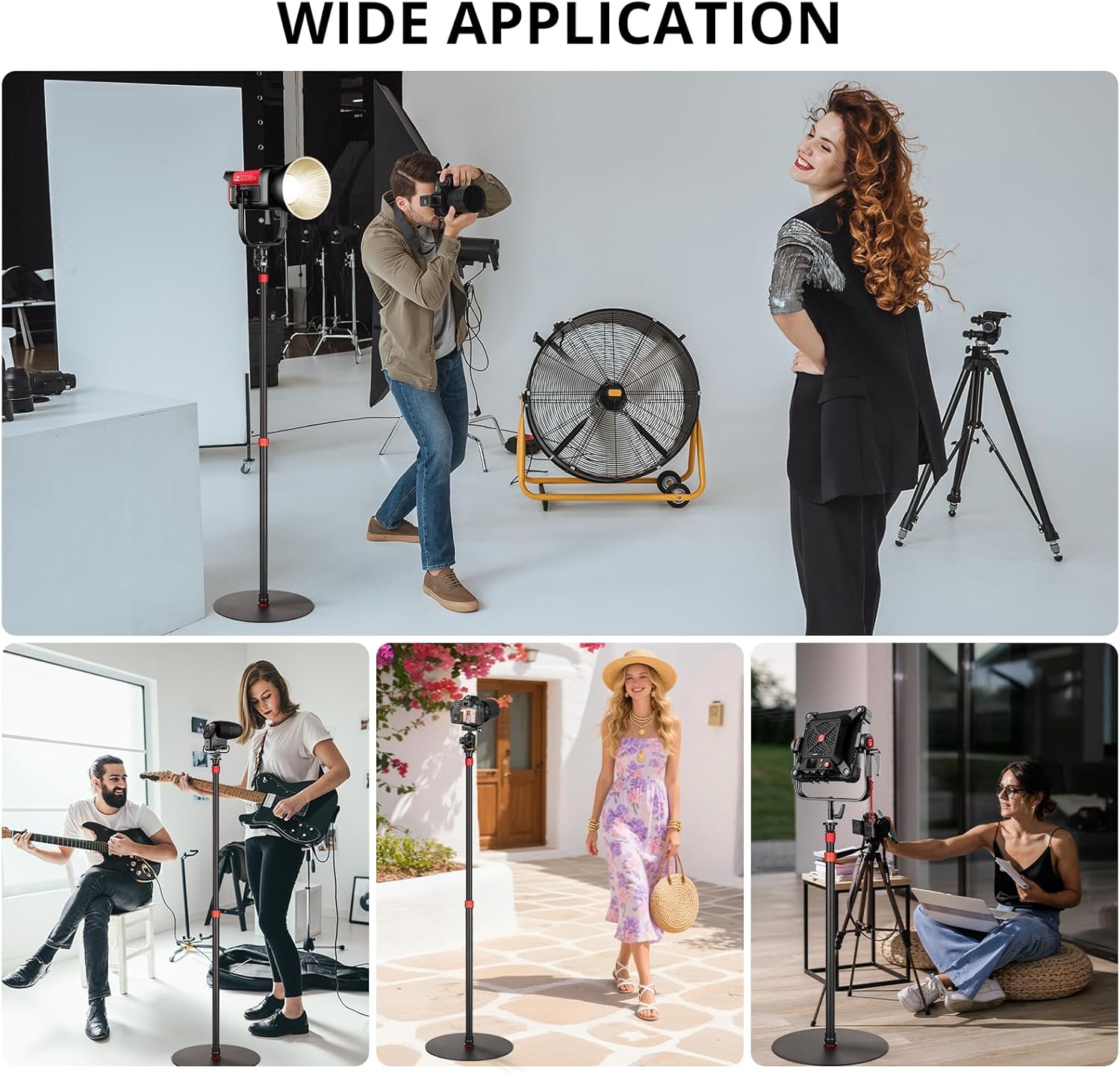 GVM YB2L200 79.9in Heavy Duty Light Stand Kit (2-Pack), Round Base Monopod, 10kg Load Capacity, Flat Base for Stability, for Video Recording, Live Streaming, Interviews & Photography Studio