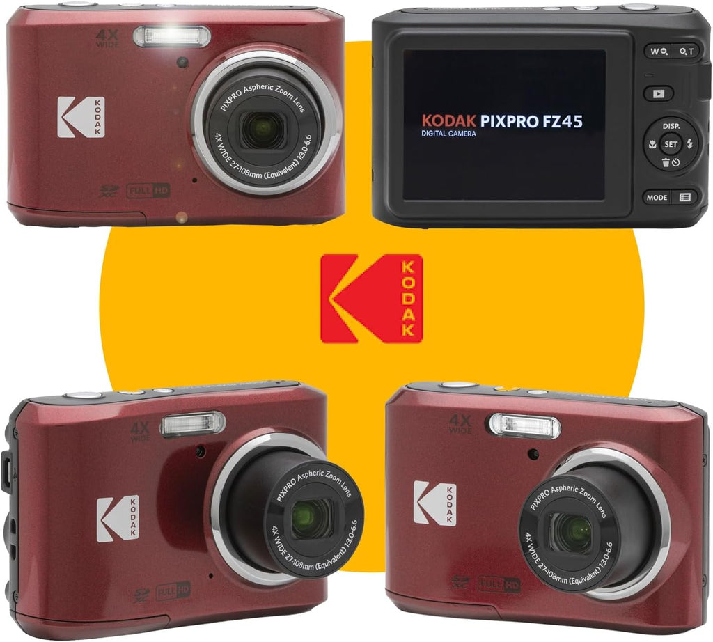 Kodak PIXPRO FZ45 Digital Camera + Point & Shoot Camera Case + Sandisk 128GB SDXC Memory Card