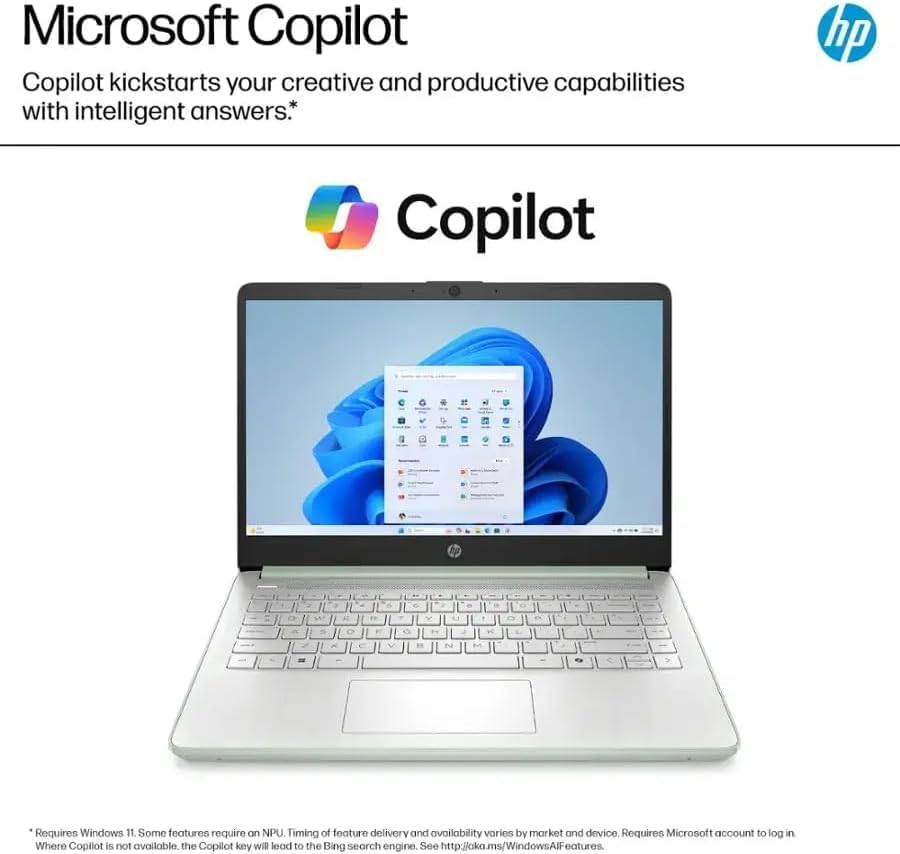 HP Stream 14 Student Business Laptop, Microsoft Office 365, Copilot AI, 8GB RAM, 128GB UFS, Intel N150 Processor(Quad-core), Willow Green, Windows 11 Home, with 5ave Kit