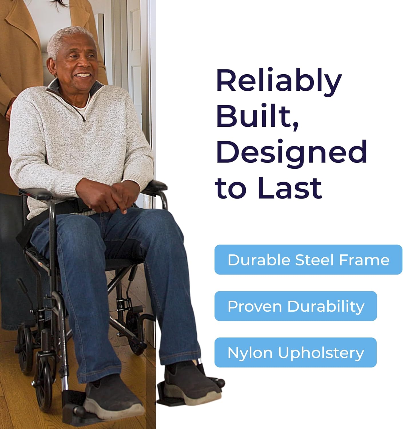 Drive Medical Lightweight Folding Transport Wheelchair - Reliable Mobility Support - Durable Steel Frame - Swing-Away Footrests - Compact Travel Design - Silver