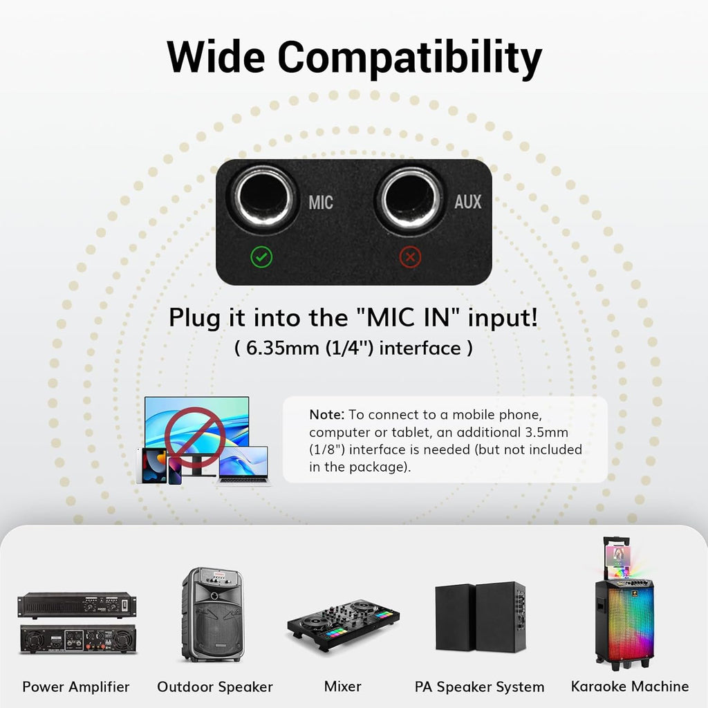 TONOR Wireless Microphones System with 4x10 Channels Cordless Handheld Microfono Inalambrico, 60 m/200FT UHF Range, Mics with Stable Signal Transmission for Karaoke Singing Party Church Wedding