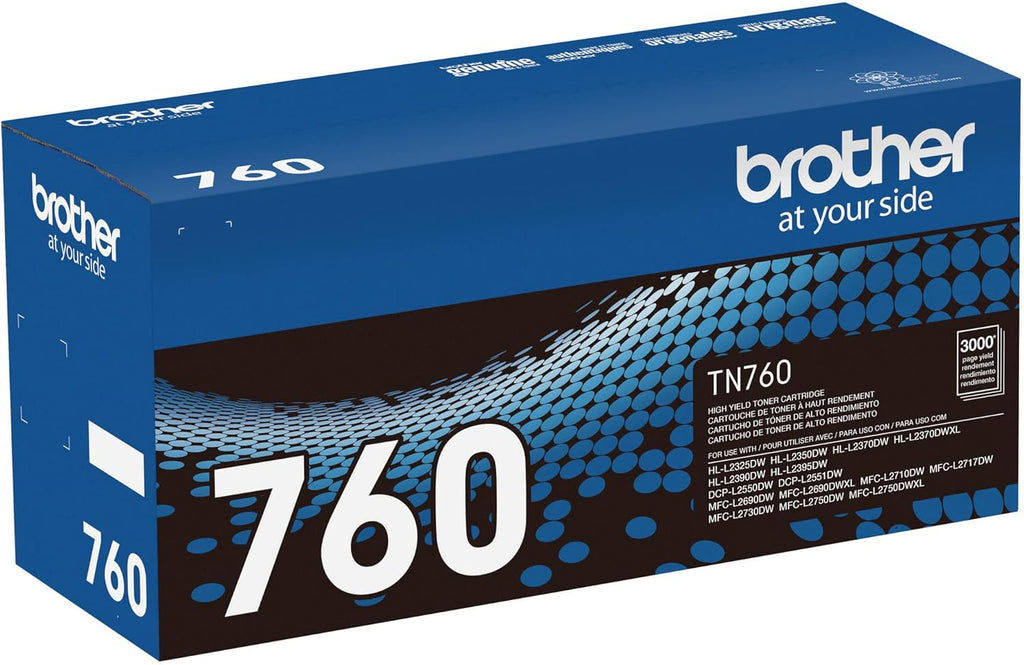 Brother Genuine TN760 High Yield Black Toner Cartridge, (for use with MFC-L2710DW MFC-L2750DW HL-L2350DW HL-L2370DW HL-L2395DW HL-L2390DW DCP-L2550DW Printers) (Pack of 1)